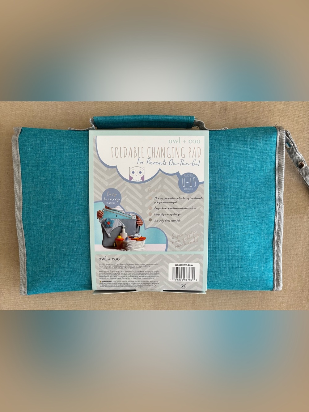 New - Teal Foldable Baby Changing Mat with Carry Handle - Picture 2 of 9